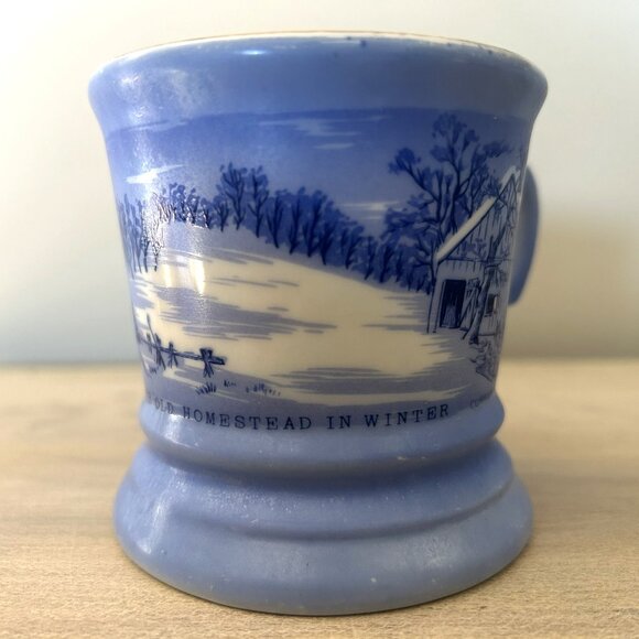 Currier & Ives The Old Homestead in Winter Coffee Mug Blue/White/Gold - Picture 10 of 12